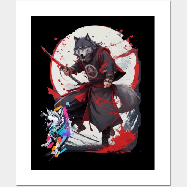 The werewolf man in samurai clothing is our signature summer shirt Wall Art by RACACH